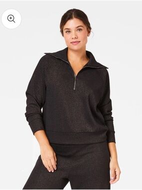 SPANX Air Essentials Half Zip Shimmer Black
